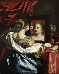 Nicolas Régnier, Jeune femme à sa toilette, ou vanité, 1626. Huile sur toile. Musée des Beaux Arts, Lyon