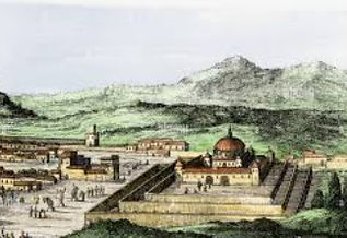Le temple du Soleil à Cuzco, vers 1500. Gravure sur bois