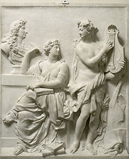 Jean Rousselet, La Poésie et la Musique célébrant la gloire du roi Louis XIV, 1686. Sculpture. Musée du Louvre