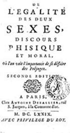 Poulain de La Barre, De l'Egalité des deux sexes, 1673