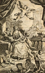 Charles-Joseph Natoire, La puissance de l’amour, 1748. Frontispice d’Entretiens sur la pluralité des mondes de Fontenelle, BnF