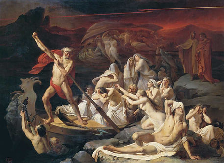 Charon faisant traverser le fleuve Styx par Alexander DmitrievichLitovchenko (1835 - 1890)