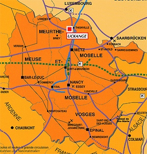 Carte de la région d'Uckange