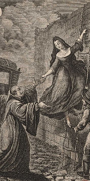Fuir la prison du couvent, 1796. Gravure, frontispice du Tome II de La Religieuse de Diderot, BnF