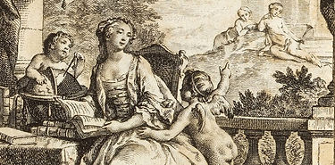 Une femme de science : Charles-Joseph Natoire, frontispice de l’édition italienne, Entretiens sur la pluralité des mondes de Fontenelle, BnF