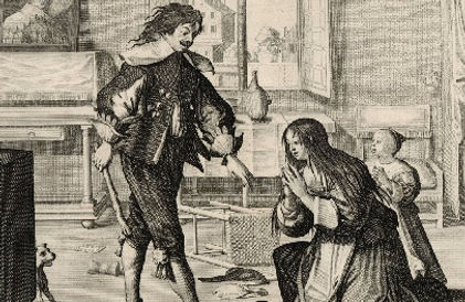 Abraham Bosse, Le Mari qui bat sa femme (détail), vers 1633. Eau-forte, 21,2 x 30,3. BnF