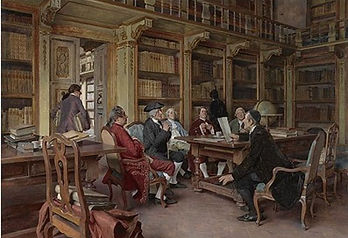 Tito Lessi, Les Bibliophiles, XVIème siècle. Bibliothèque Riccardiana, Florence