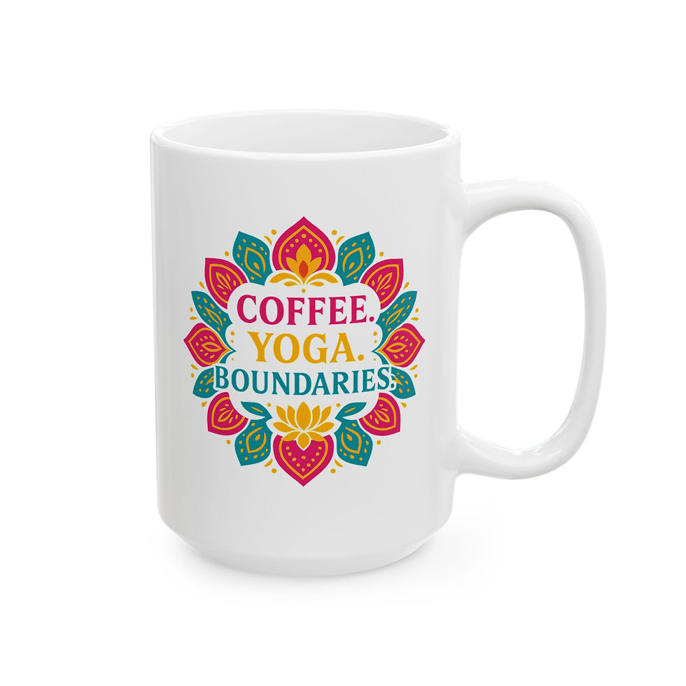 Thumbnail: Coffee Yoga Boundaries Mug, Zen Coffee Cup