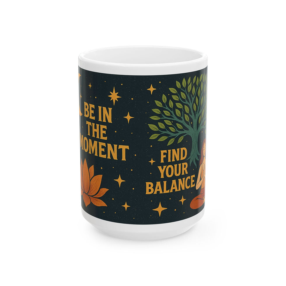 Thumbnail: Mindfulness Ceramic Mug - Find Your Balance, Yoga Gift