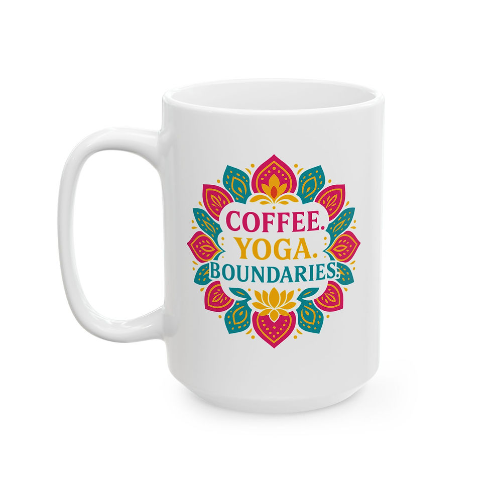Thumbnail: Coffee Yoga Boundaries Mug, Zen Coffee Cup