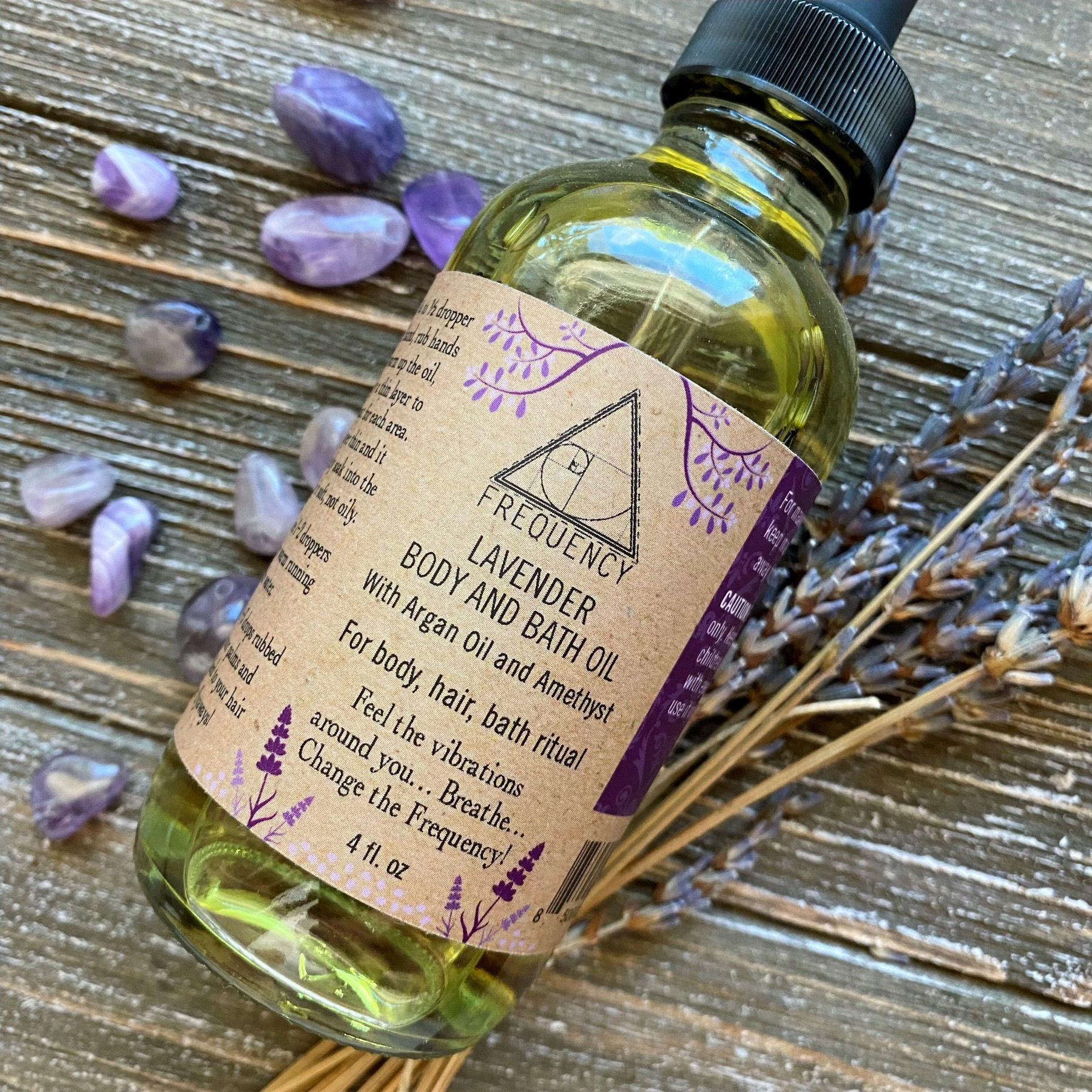 Lavender bath, body, amethyst oil