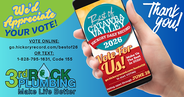 Vote for us as Best Plumber in Catawba Valley