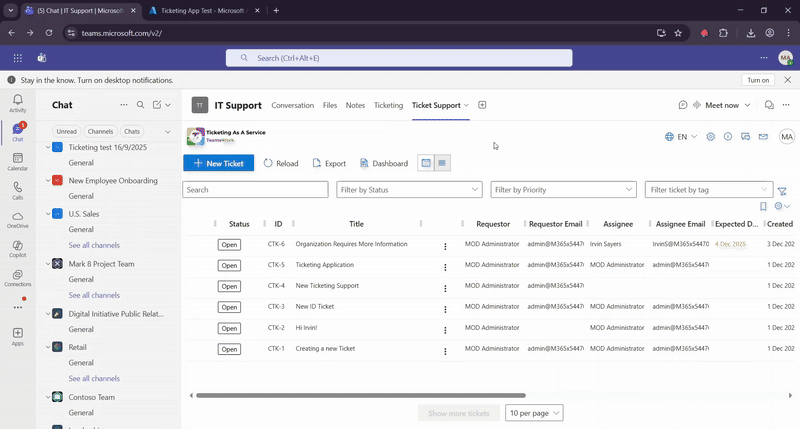 Example Giving Permission to use the Chat Feature