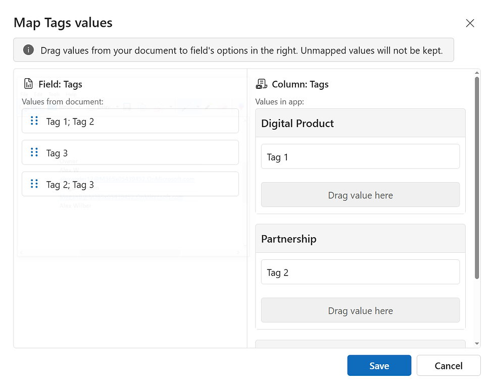Tag mapping value