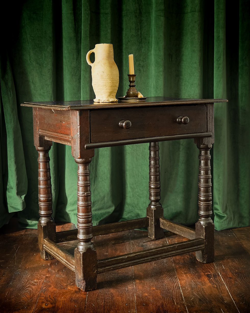 early oak, early oak antiques, 17th century oak, Charles II joined oak side table