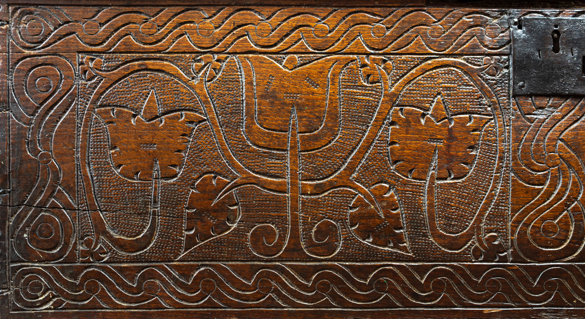 18th Century, Documented, Carved Boarded Oak Chest, Gower, Glamorgan, Wales, 1706