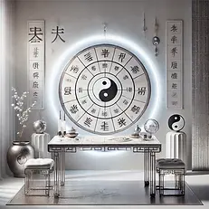 DALL·E 2025-01-14 12.28.04 - A serene BaZi (Chinese astrology) consultation scene with a w