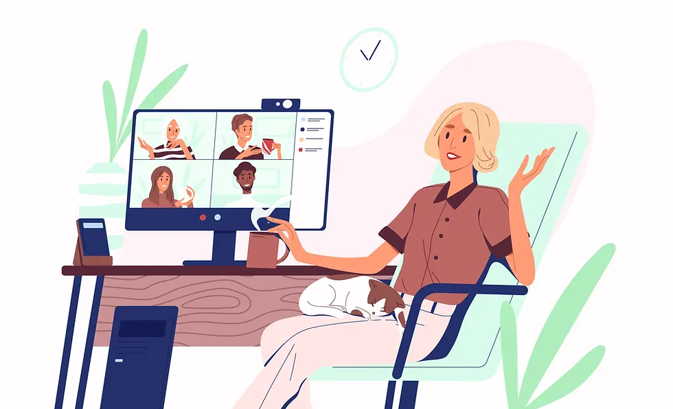 illustration-employee-working-at-desk-with-kitten-on-lap