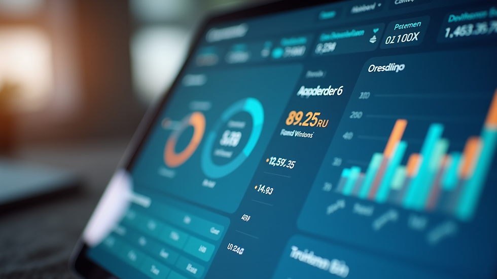Close-up view of a digital dashboard showing invoice and payment tracking