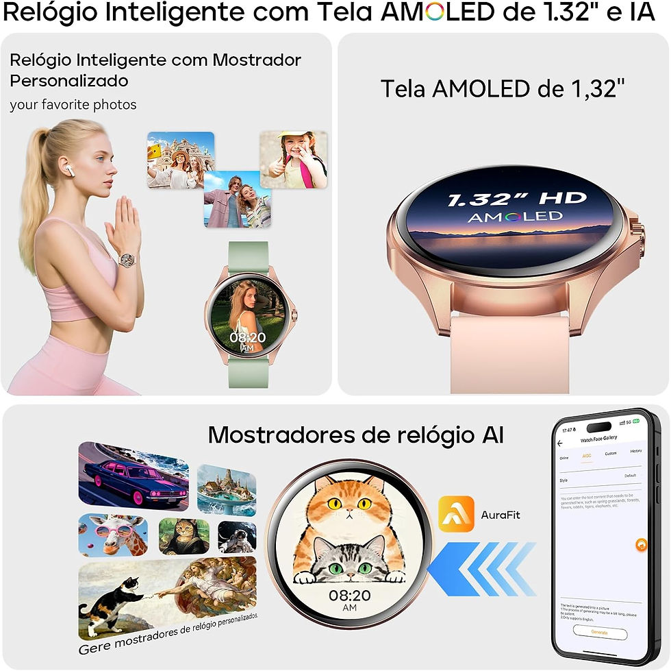Miniatura: Smartwatch Feminino com IA e Tela AMOLED 2.01