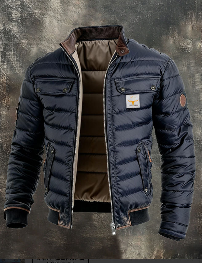 Thumbnail: Mens Retro Quilted Patchwork Jacket