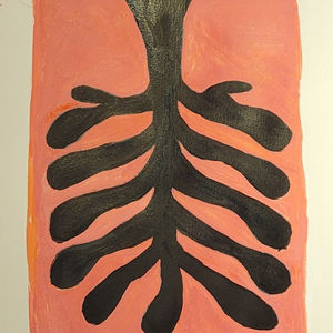 pintura abstrata de planta costela de adão, com tinta nanquim e guache