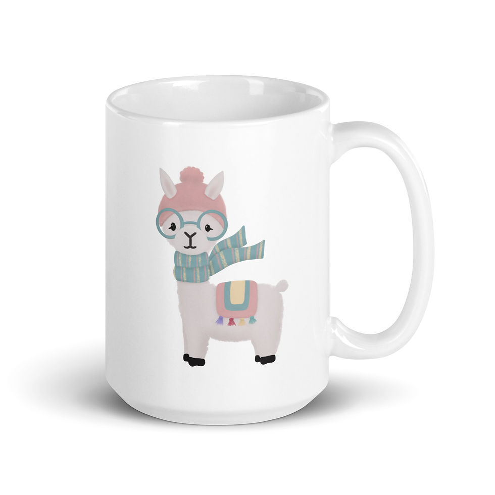 Thumbnail: Hipster Llama by Christa's Corner Art - White glossy mug