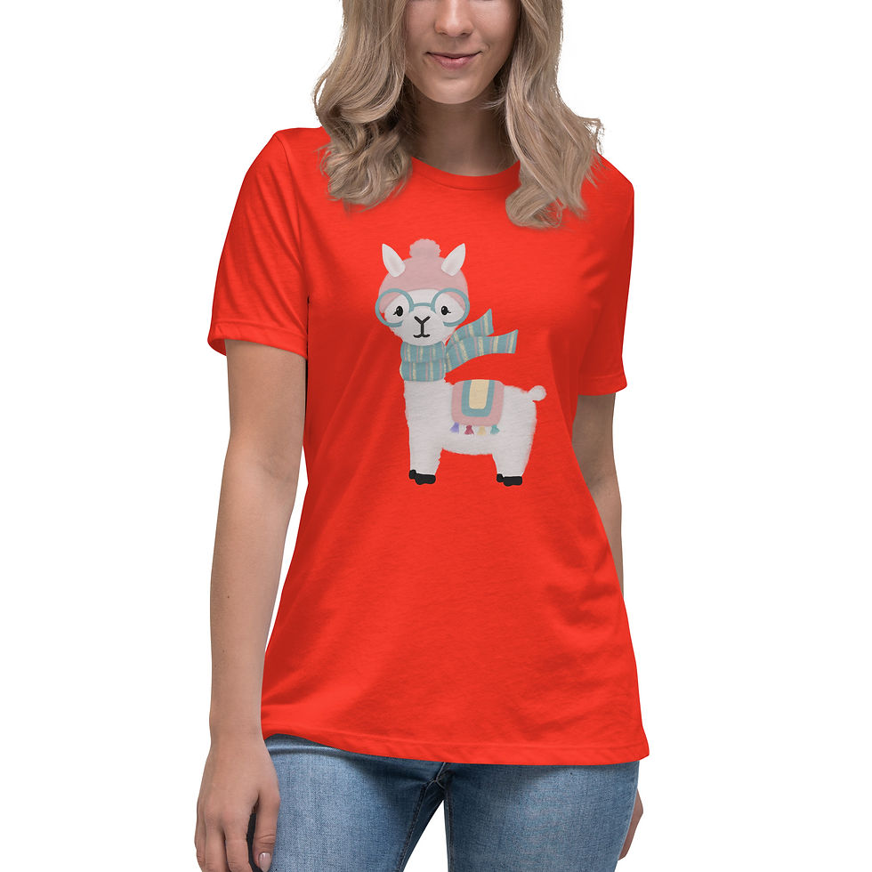 Thumbnail: Hipster Llama by Christa's Corner Art - Women's Relaxed T-Shirt