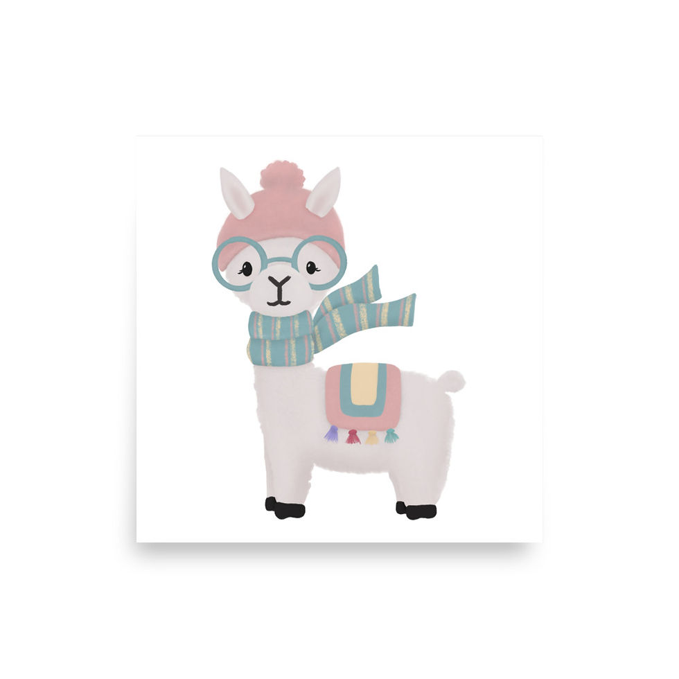 Thumbnail: Hipster Llama by Christa's Corner Art - Poster