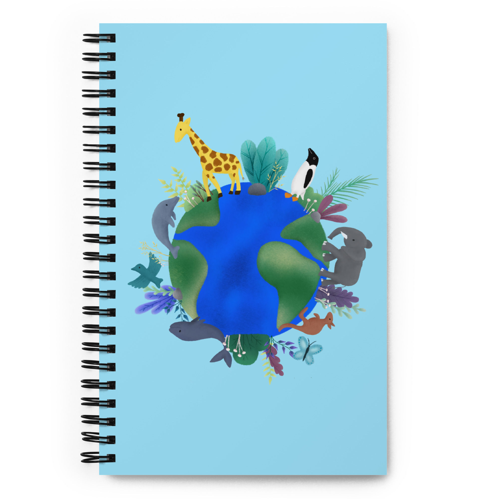 Animal Globe by Christa’s Corner Art - Spiral notebook