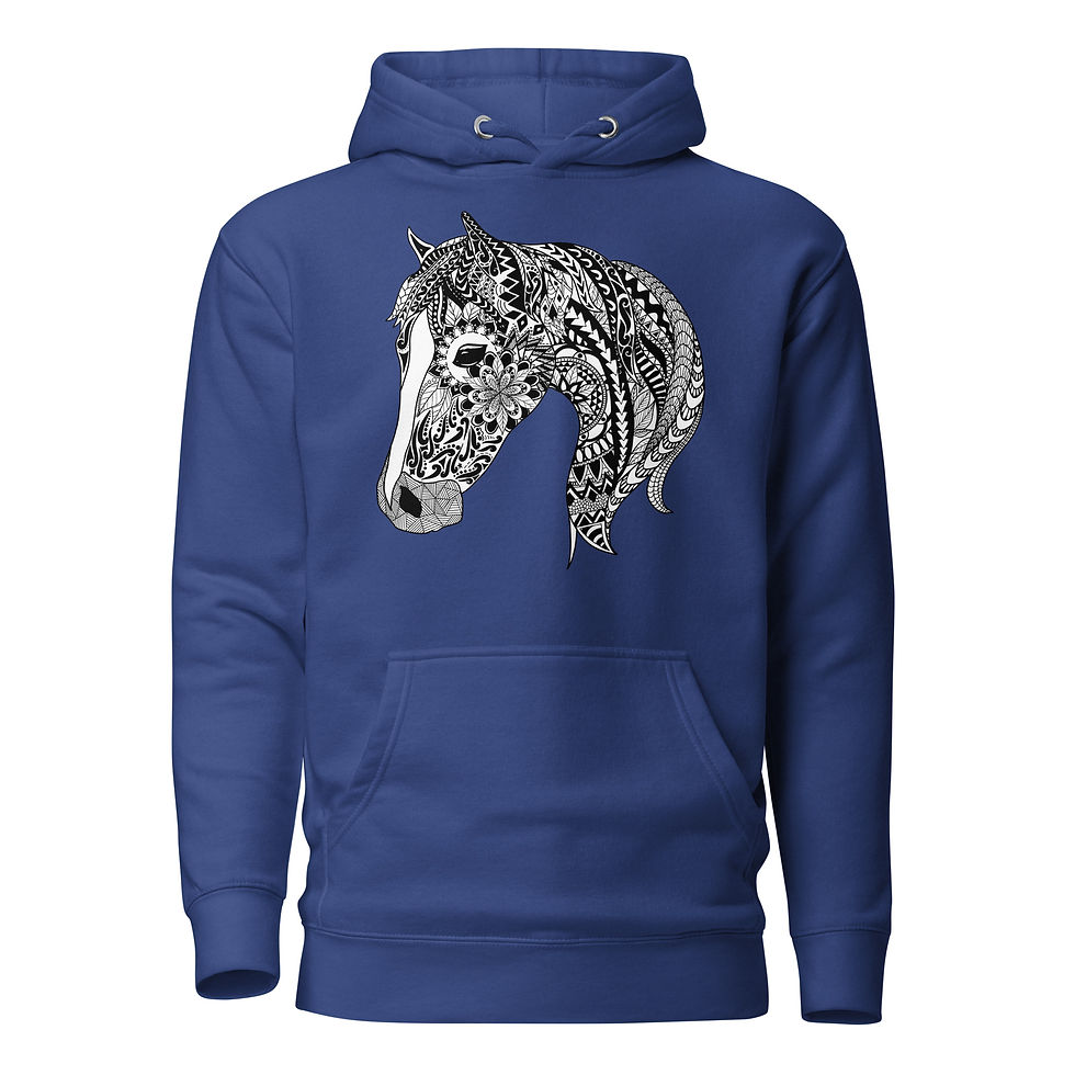 Thumbnail: Zentangle Horse by Christa's Corner Art - Unisex Hoodie