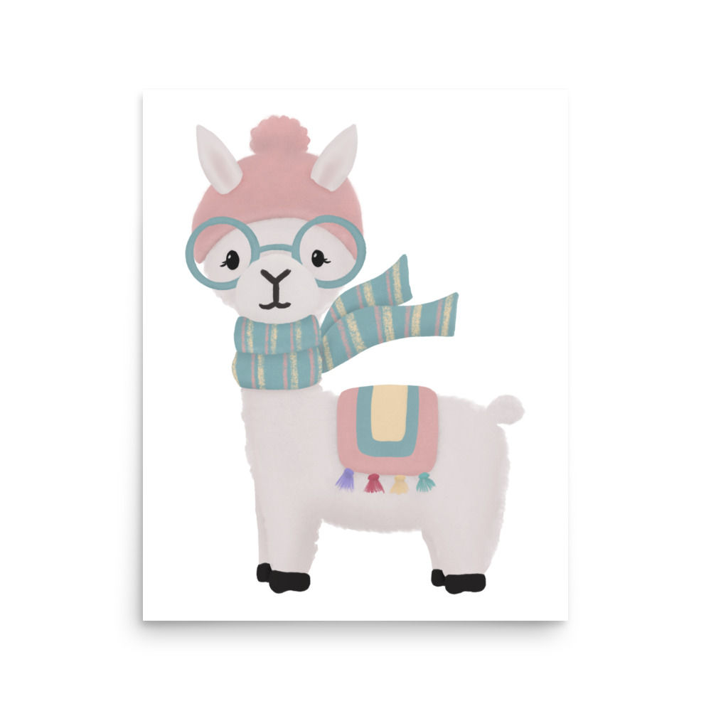Hipster Llama by Christa's Corner Art - Poster