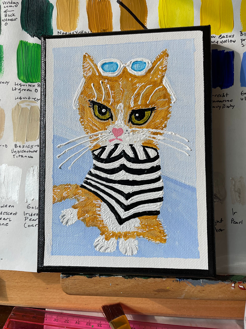 Ginger "Barbie Cat" 5x7 Painting