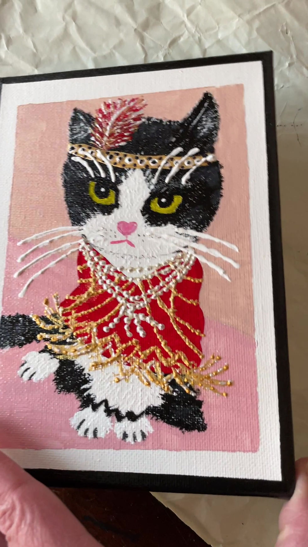 Thumbnail: "Flapper Cat" - 5x7 Painting