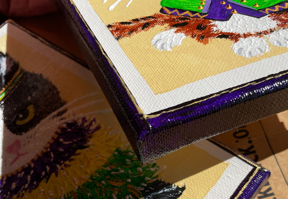 Thumbnail: "Mardi Gras Cat" - Tabby 5x7 Painting