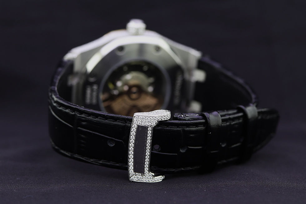 Thumbnail: moissanite watch leather strap detail shot