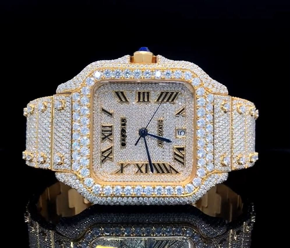 Cartier Santos moissanite diamond watch
