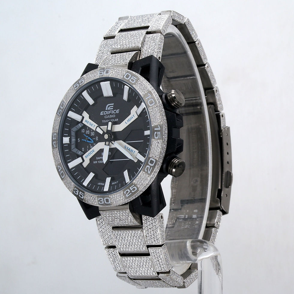 Thumbnail: iced out Casio Edifice ECB moissanite watch
