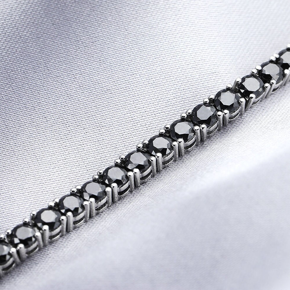 Thumbnail: Black Moissanite Tennis Bracelet  925 Sterling Silver  Wedding Bracelets