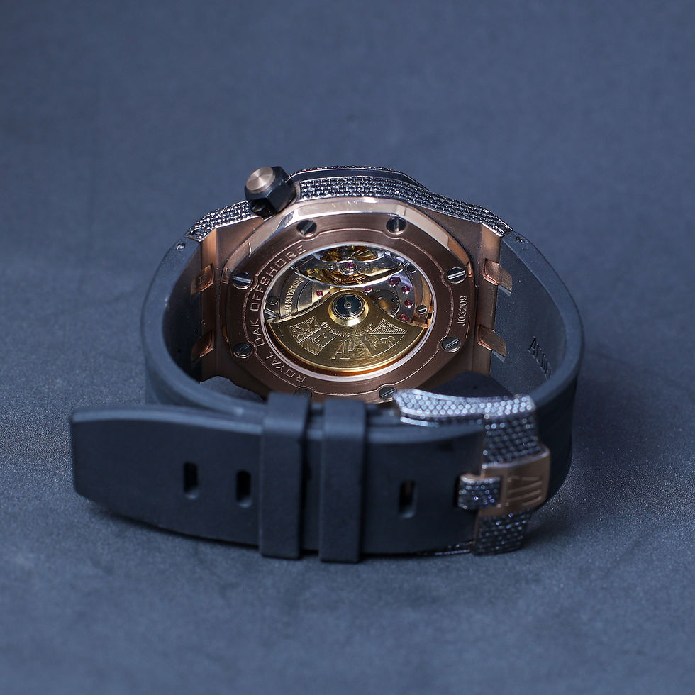 Thumbnail: AP moissanite watch for boys black rubber strap