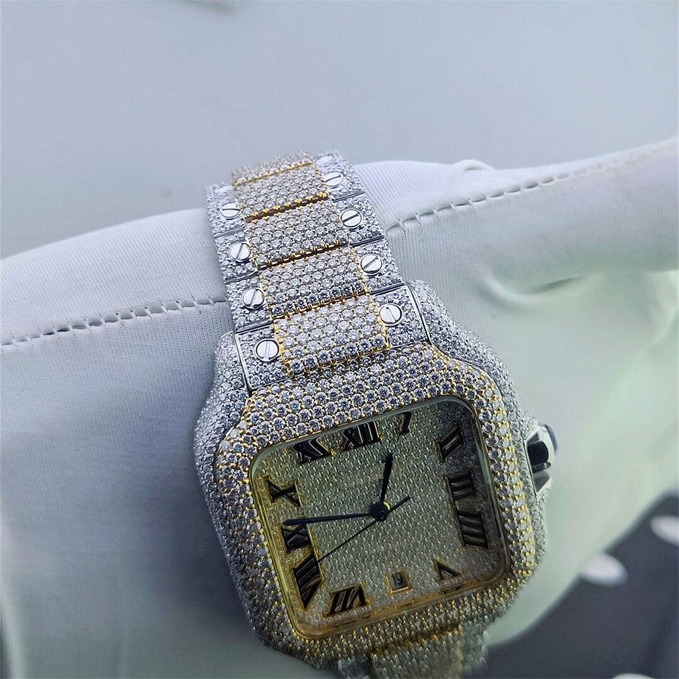 Thumbnail: bust down Cartier moissanite watch fully iced out