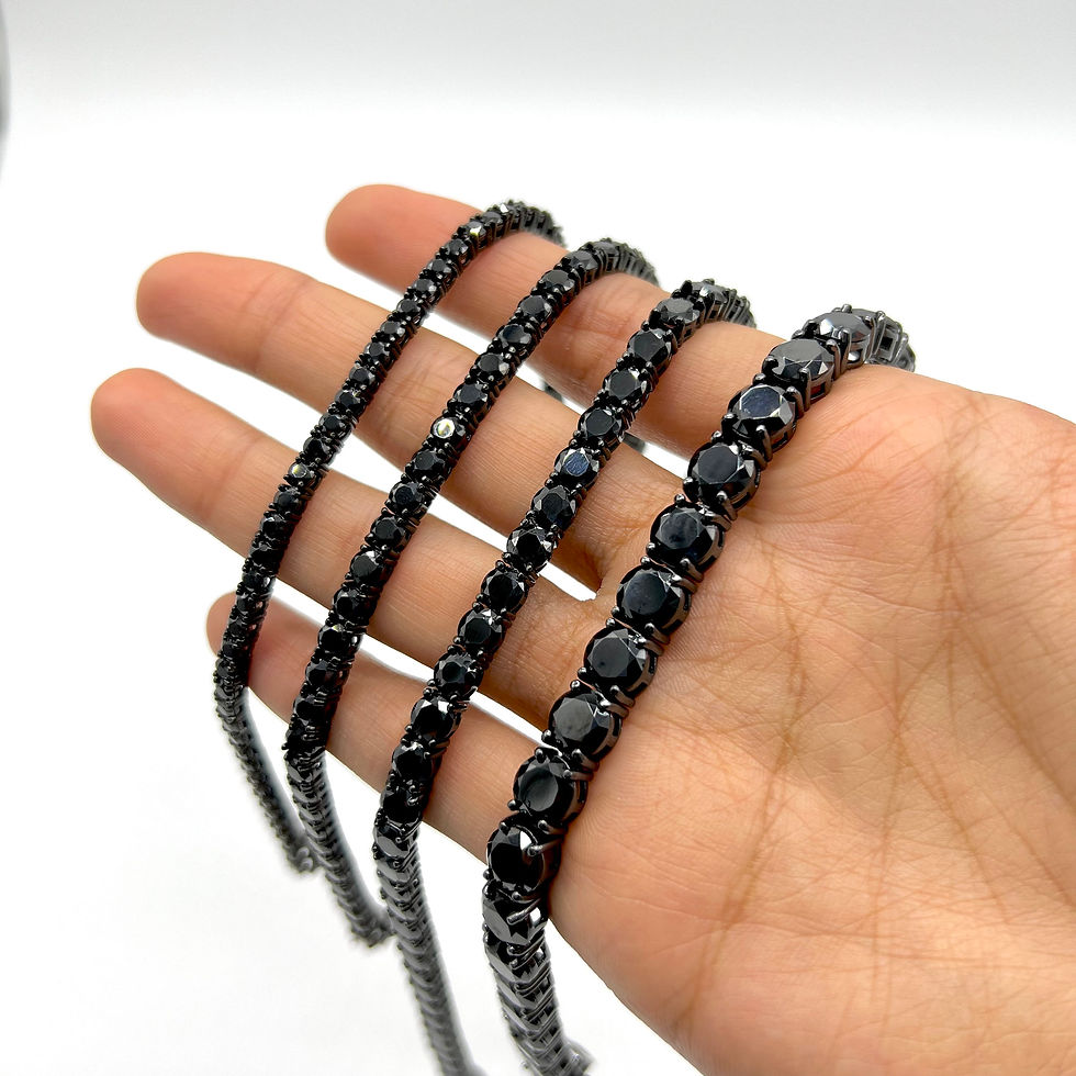 Thumbnail: Black Moissanite Tennis Bracelet  925 Sterling Silver  Wedding Bracelets