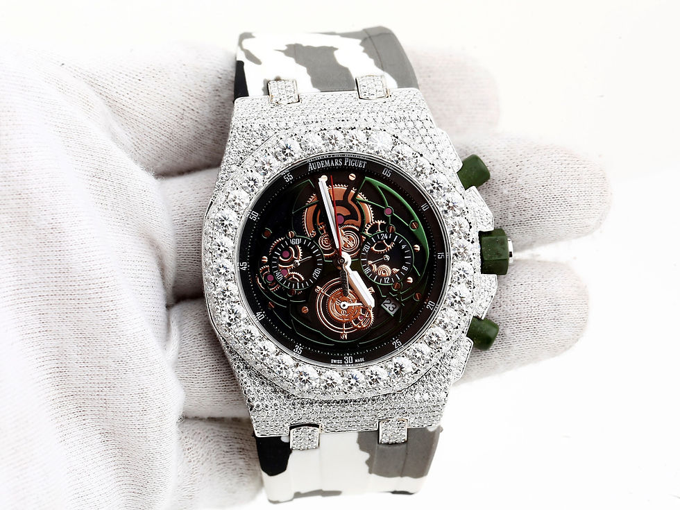 Thumbnail: iced out AP moissanite watch rubber strap hip hop watch