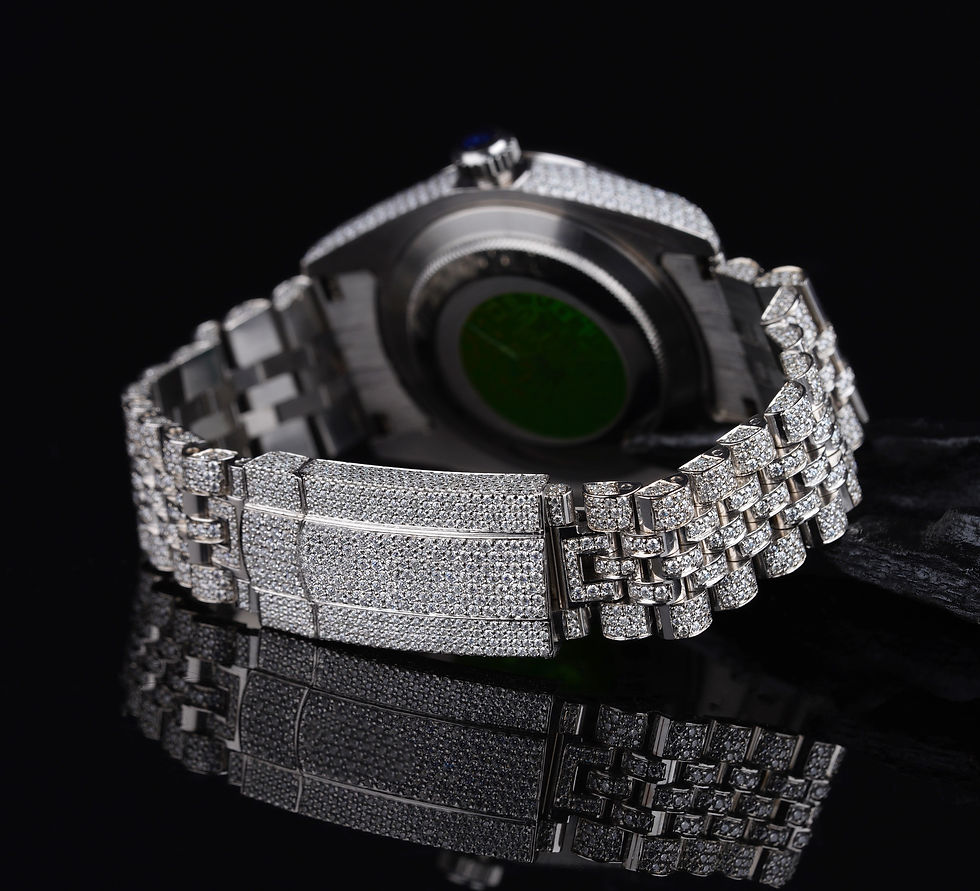 Thumbnail: iced out Rolex moissanite watch