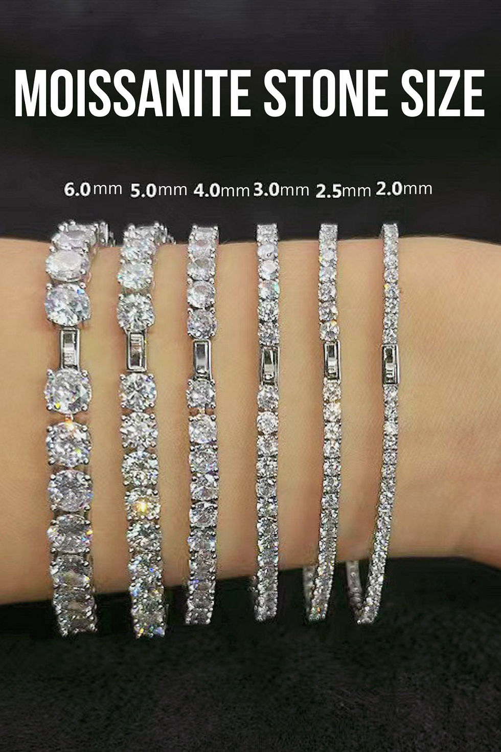 Thumbnail: Moissanite Tennis Bracelet  925 Sterling Silver  Wedding Bracelets