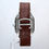 Thumbnail: iced out Cartier moissanite watch brown leather strap