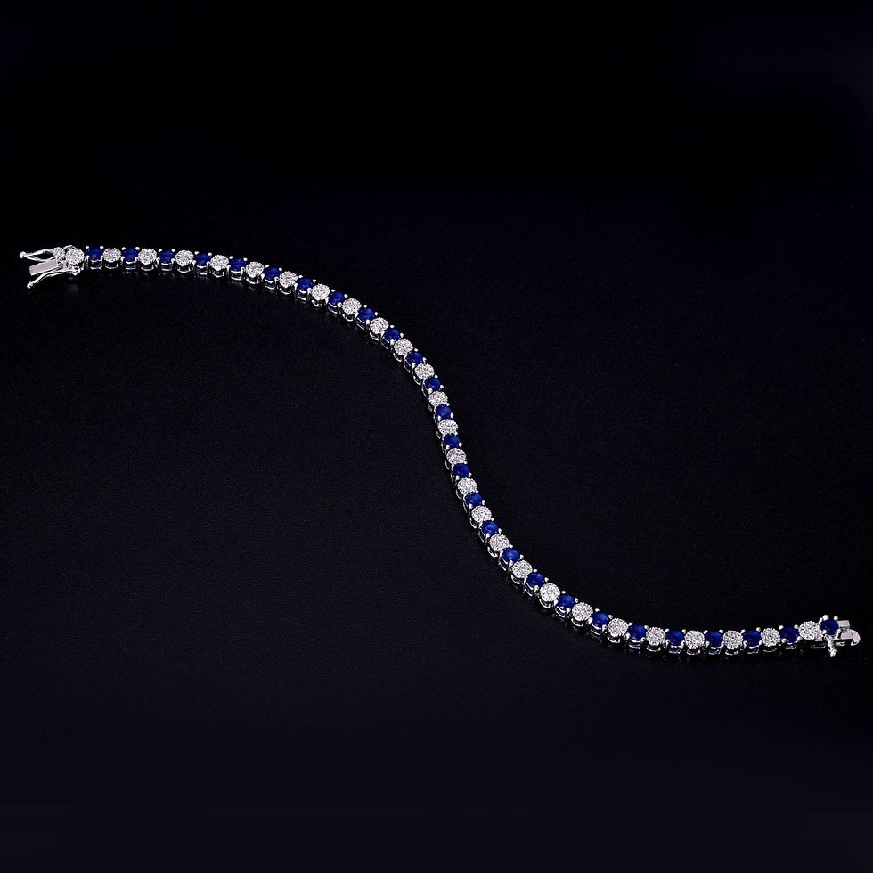 Thumbnail: Blue Sapphire Tennis Bracelet  925 Sterling Silver  Wedding Bracelets