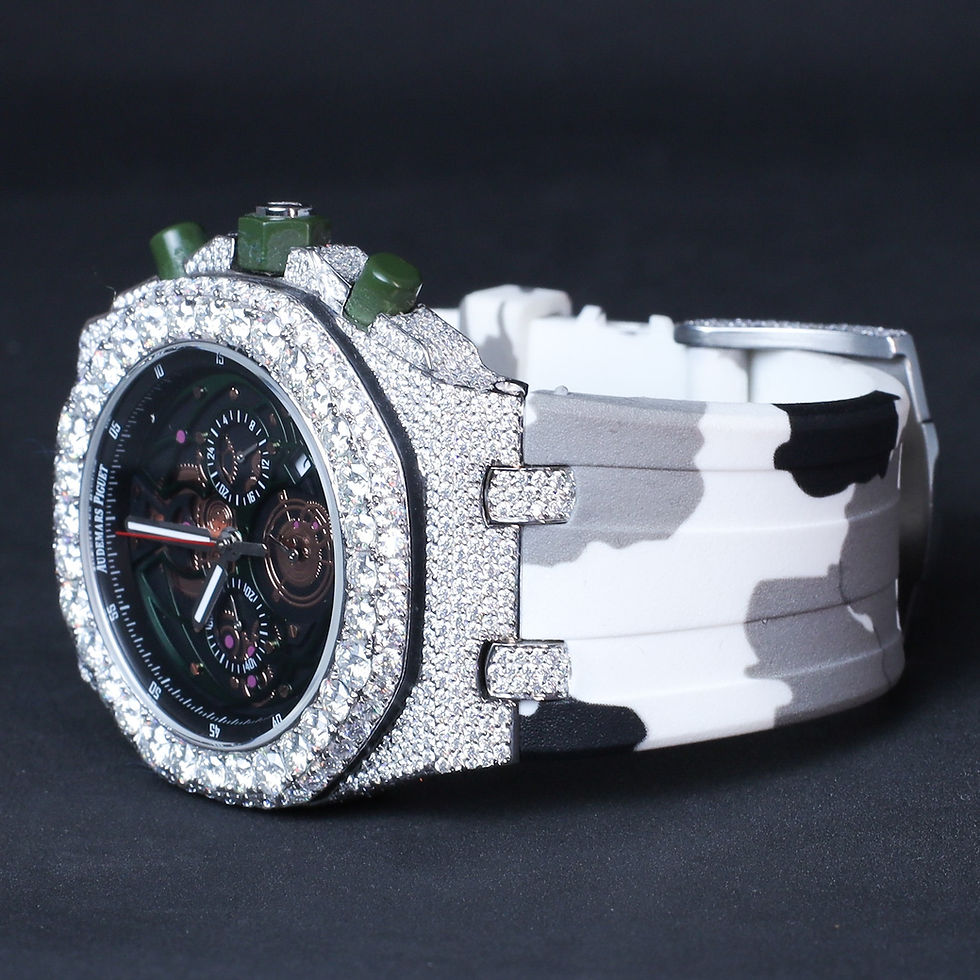Thumbnail: iced out AP moissanite watch with rubber strap