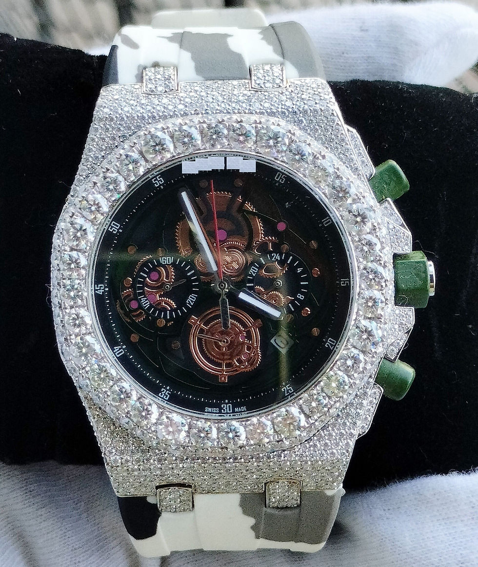 Thumbnail: Moissanite watch with rubber strap for men