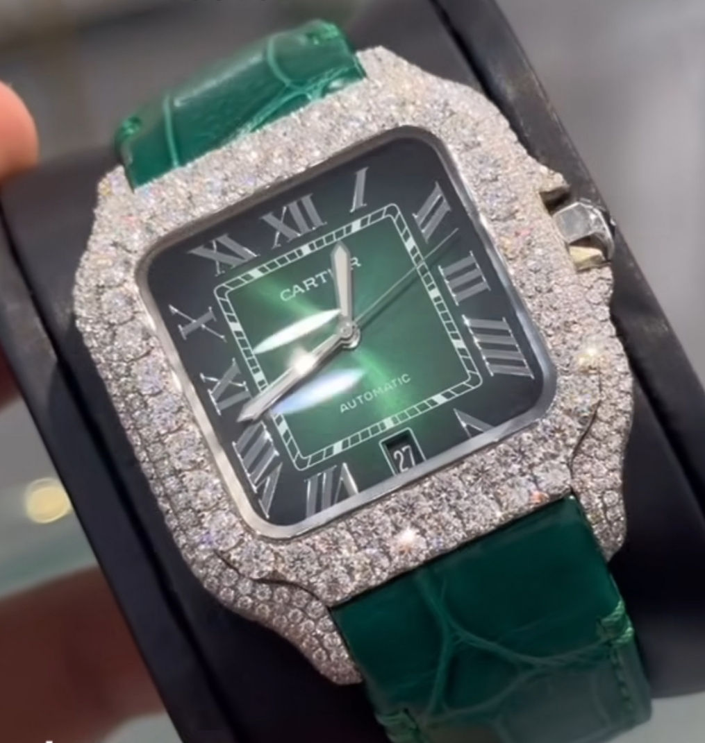 Cartier Santos Green Moissanite watch